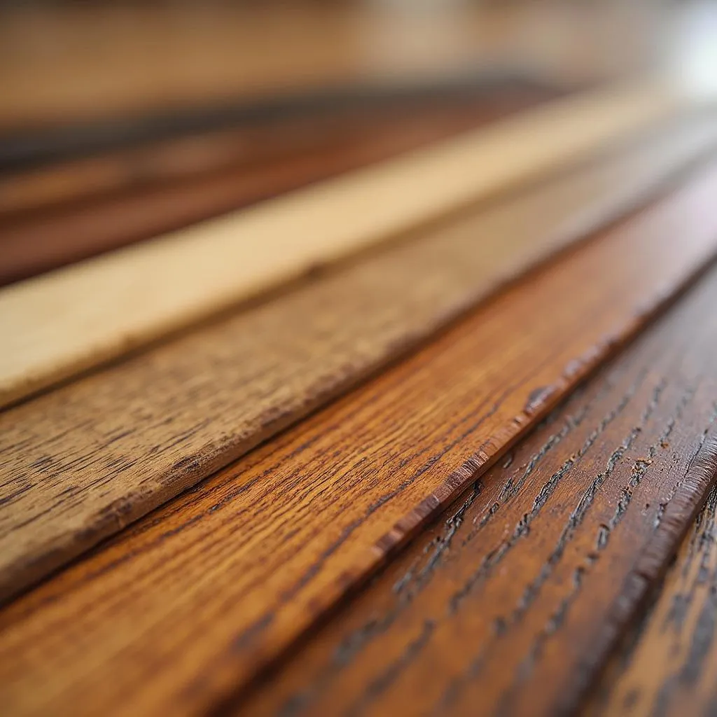 Matching wood stain samples to a hardwood floor