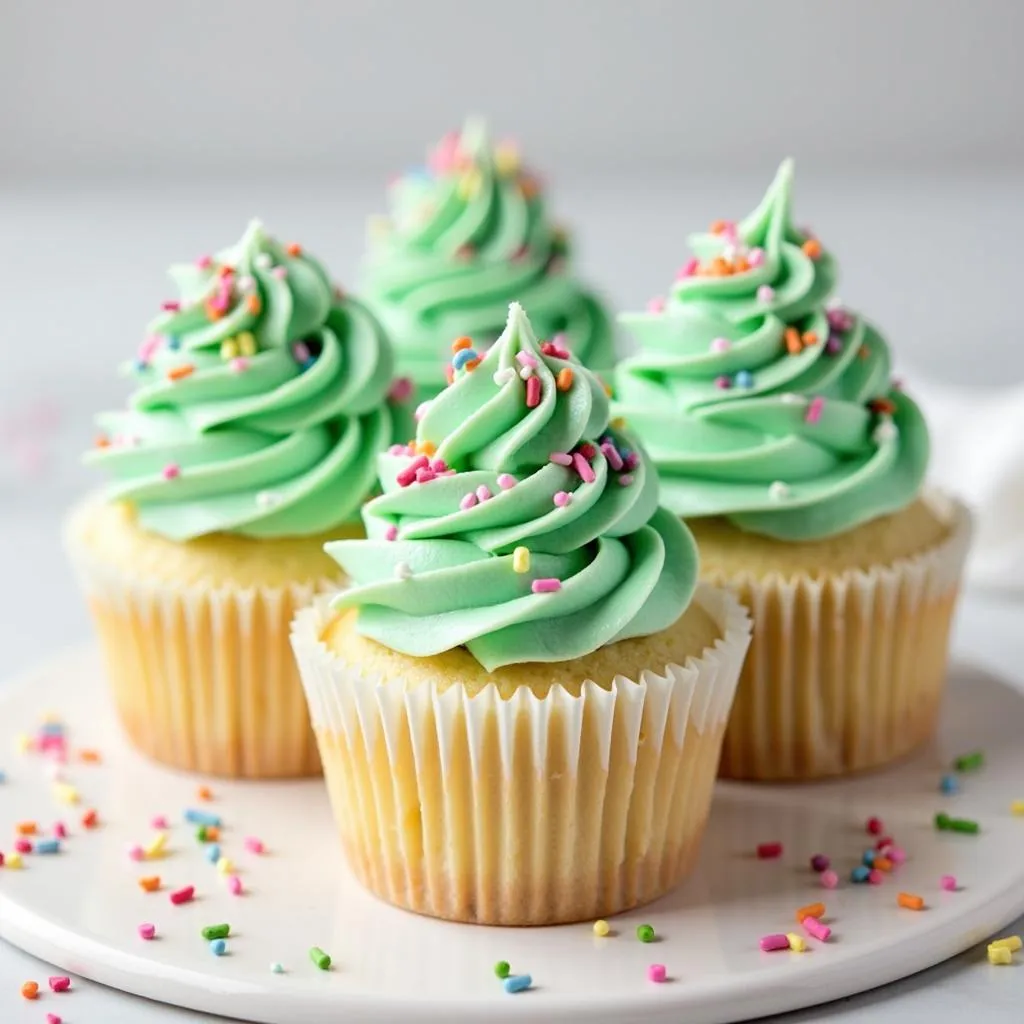 Mint Green Frosting on Cupcakes