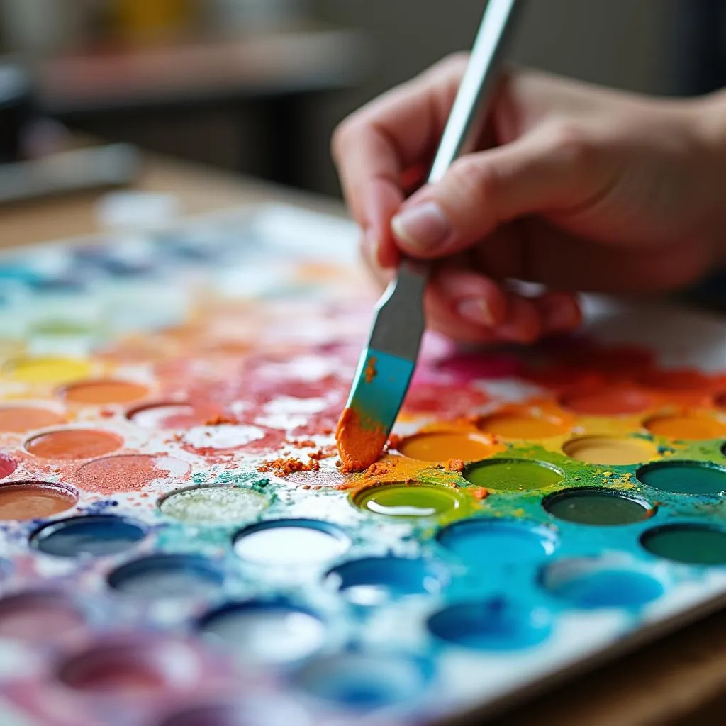 Mixing Acrylic Paints on a Palette