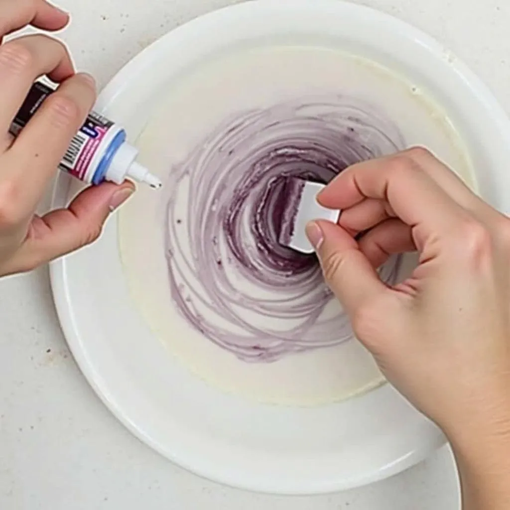 Mixing almond bark with food coloring