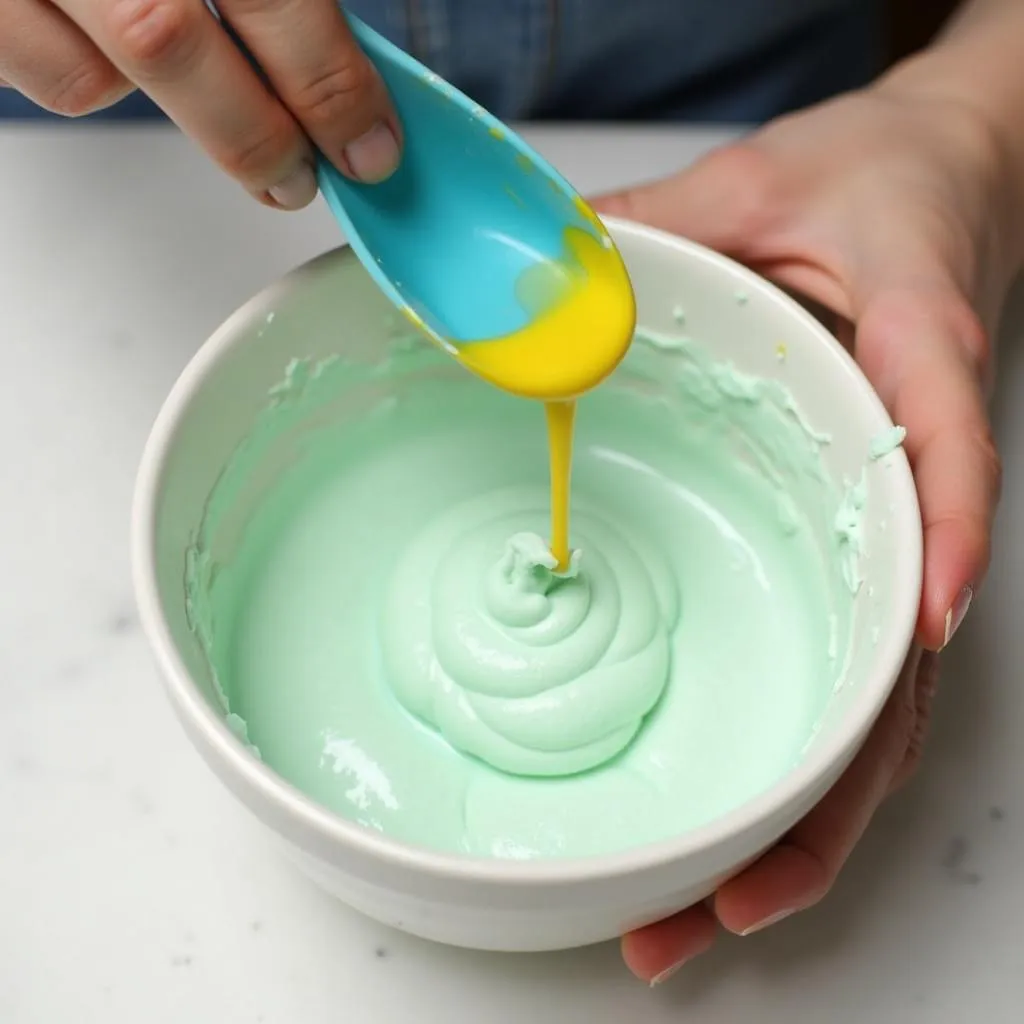 Mixing Food Coloring to Make Mint Green