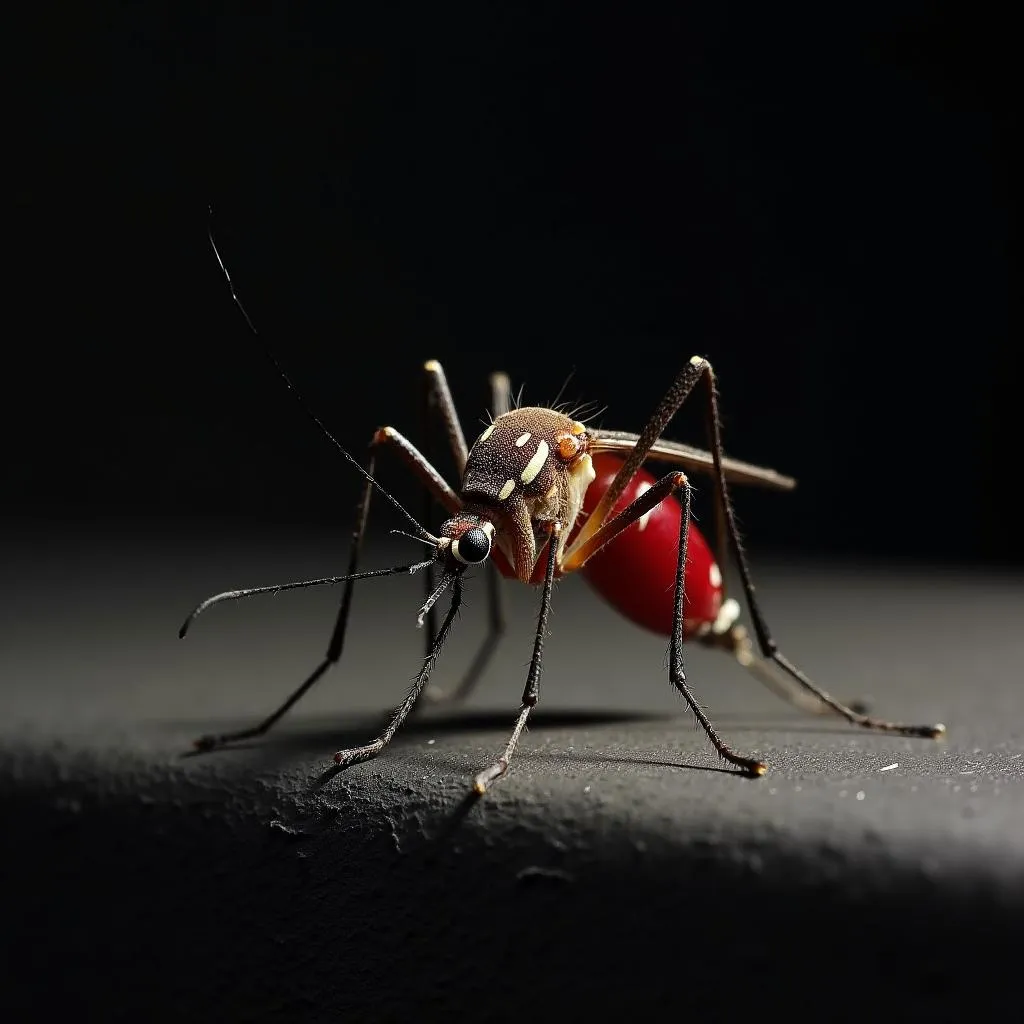 Mosquito on Dark Surface