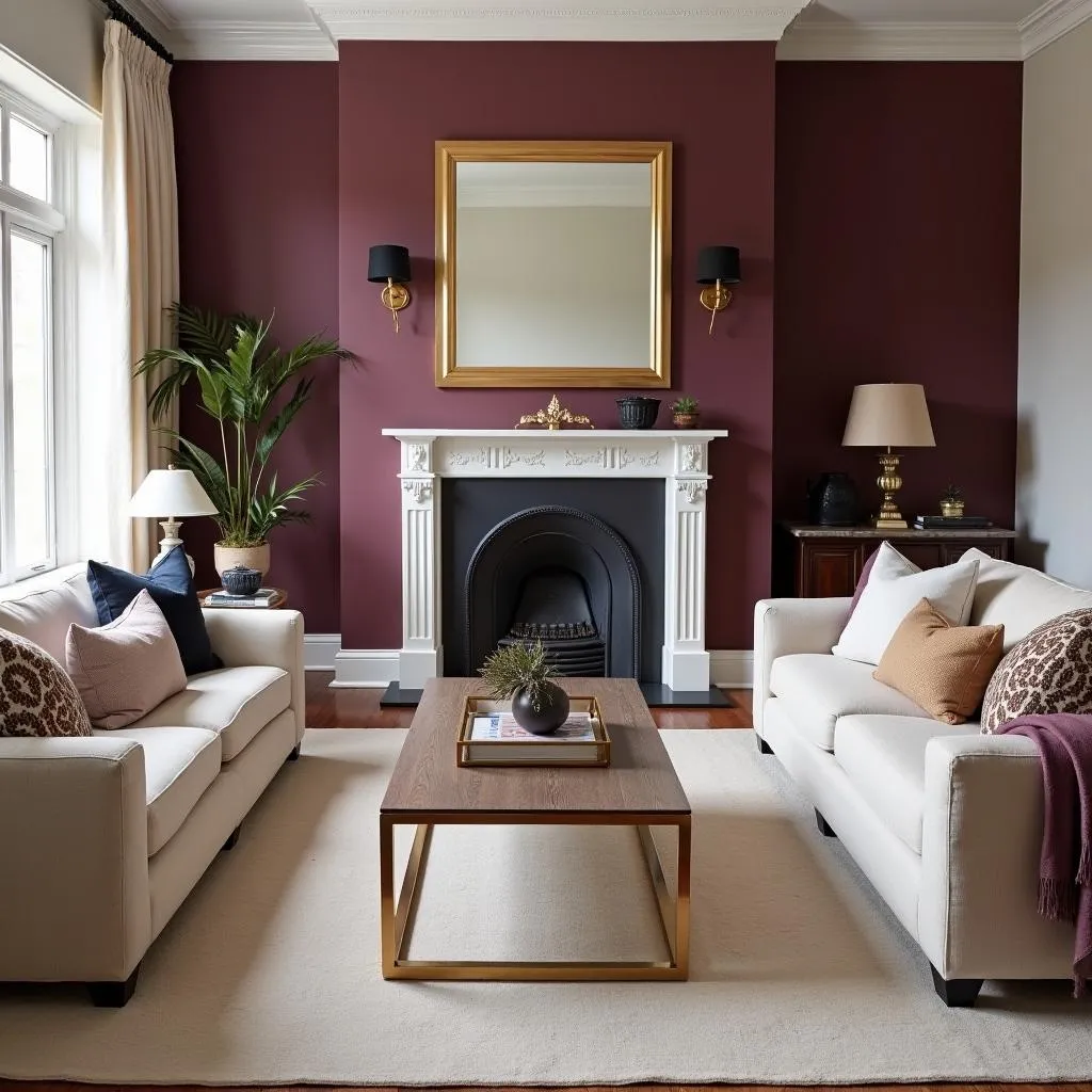 Living Room with Mulberry Accent Wall