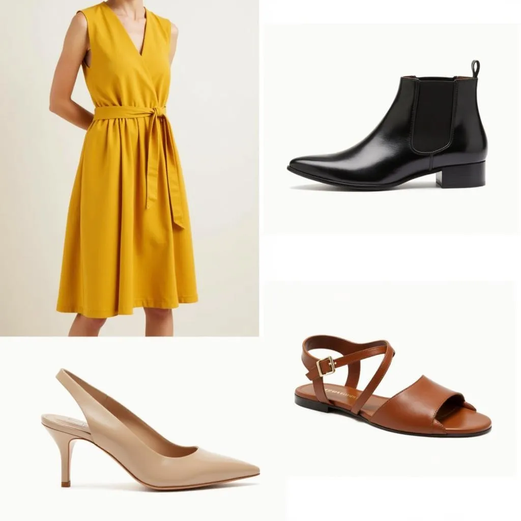 Mustard yellow dress and shoe color combinations