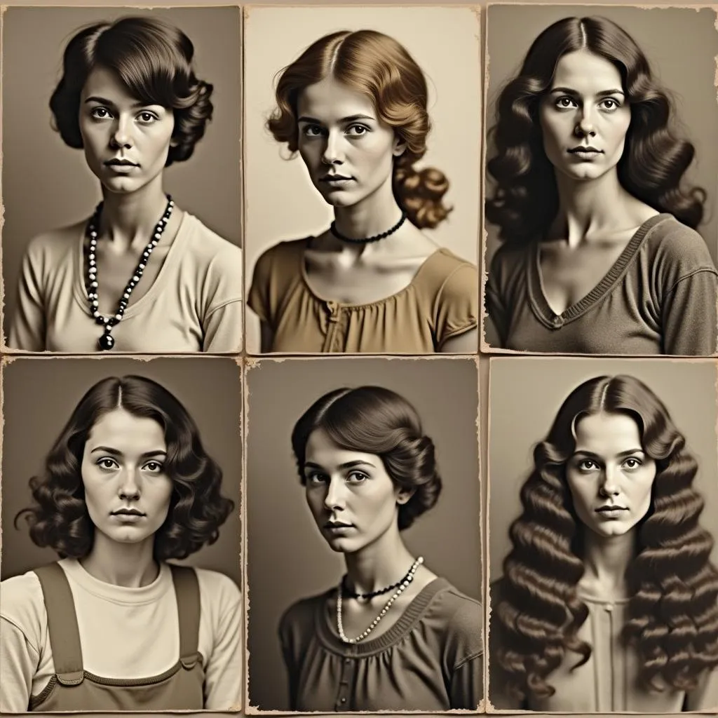 Old photographs showing different hair colors