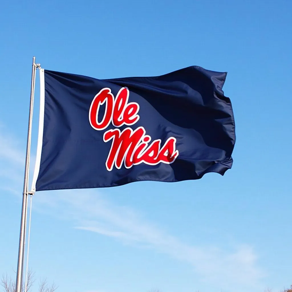 An Ole Miss flag waving proudly