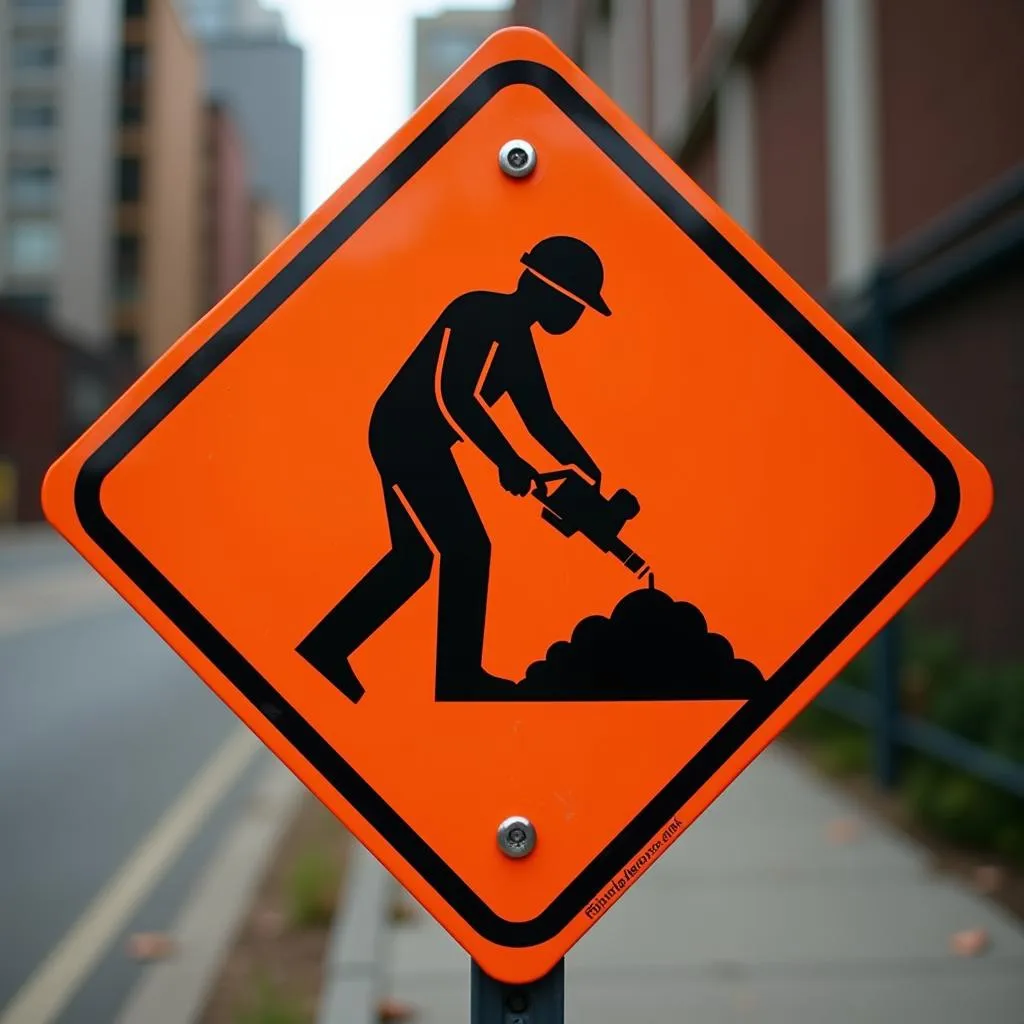 Orange construction zone sign