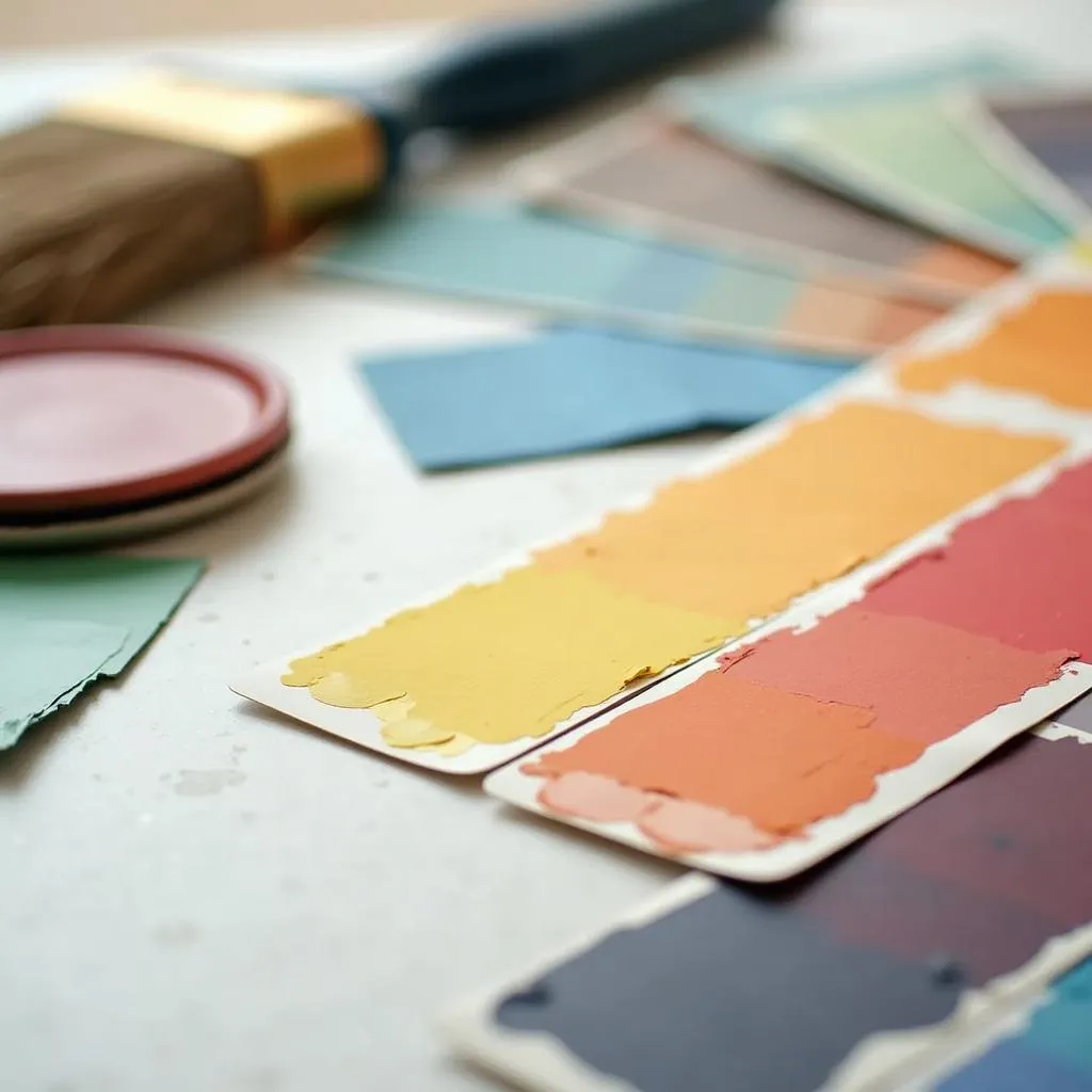 Paint swatches for choosing trim and wall colors