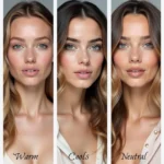 Examples of warm, cool, and neutral undertones in pale skin