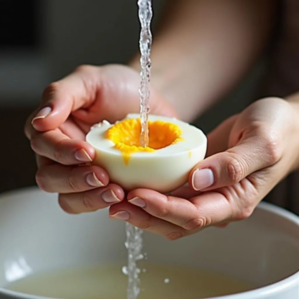 Peeling Hard Boiled Eggs Under Water