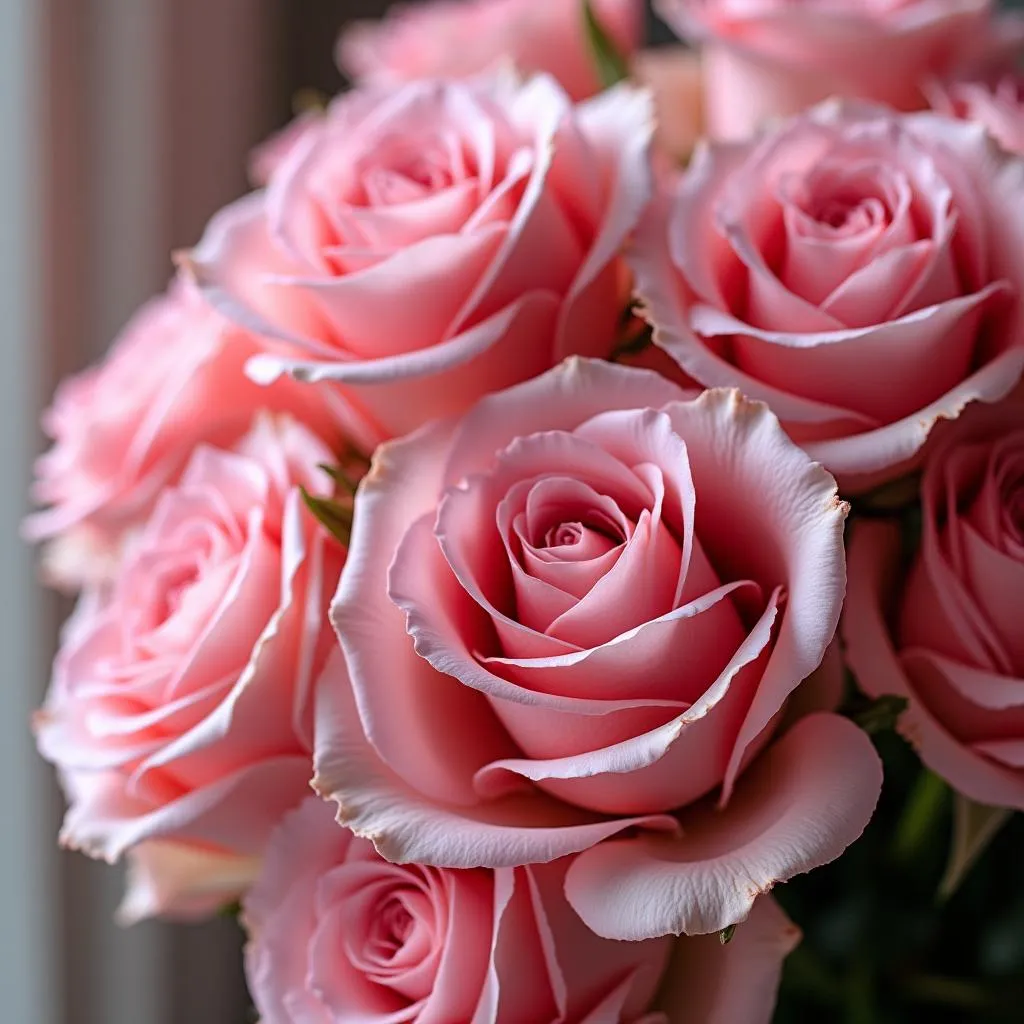 A beautiful bouquet of pink roses