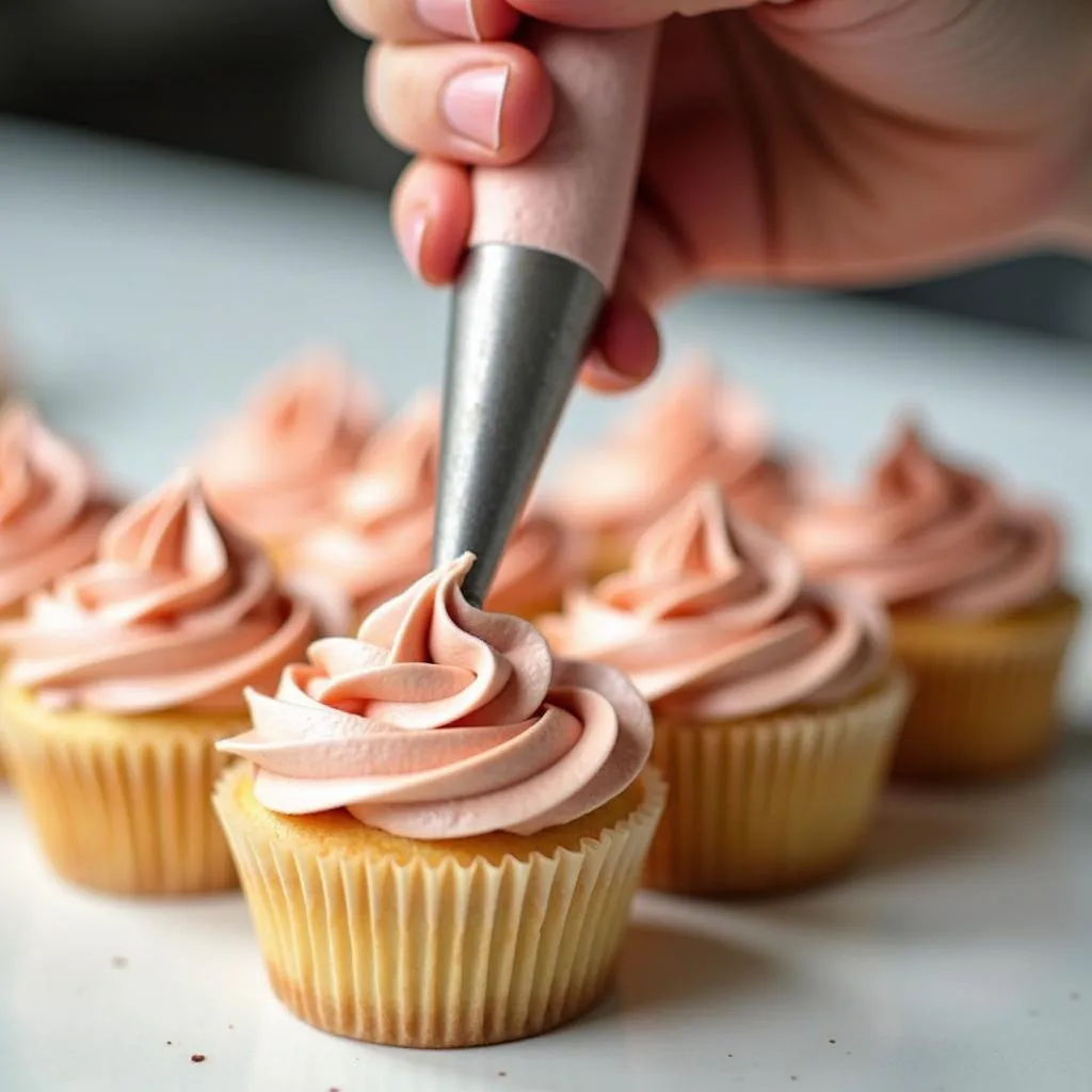 Decorating Cupcakes with Rose Gold Icing