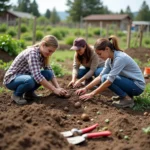 Gardeners Planting Potatoes in Colorado