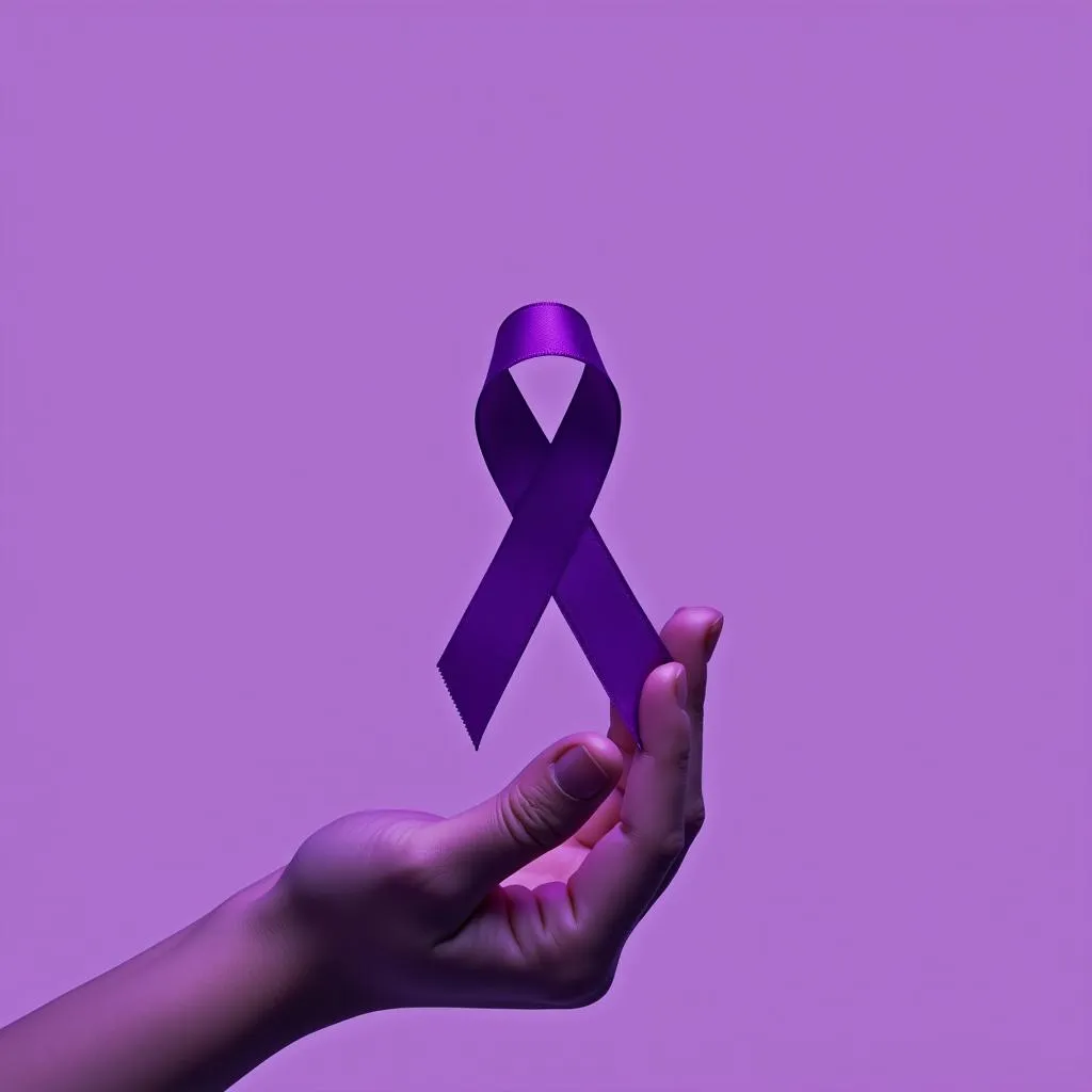 Purple ribbon symbolizing domestic violence awareness