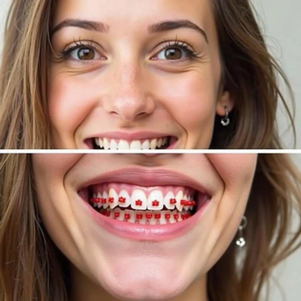 Person smiling with red braces