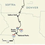 Road trip map from Salt Lake City to Denver