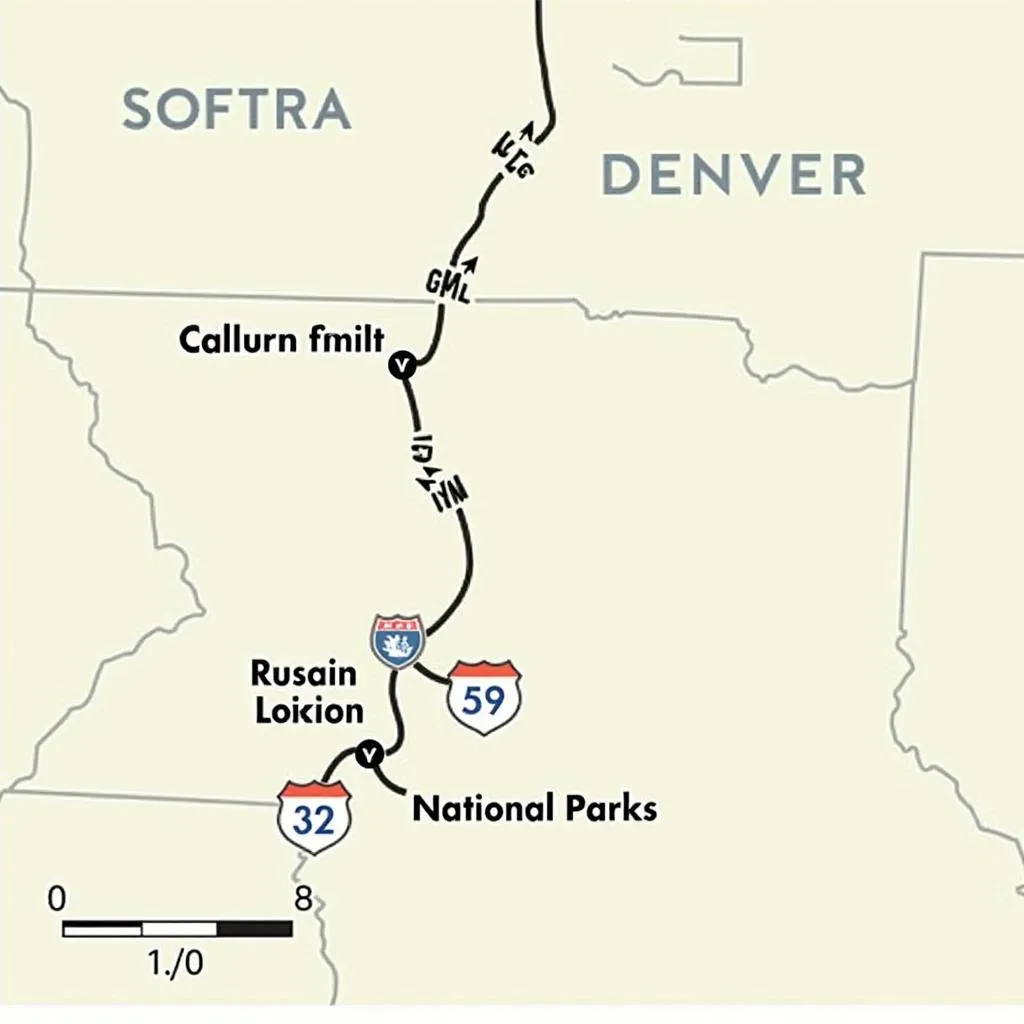 Road trip map from Salt Lake City to Denver