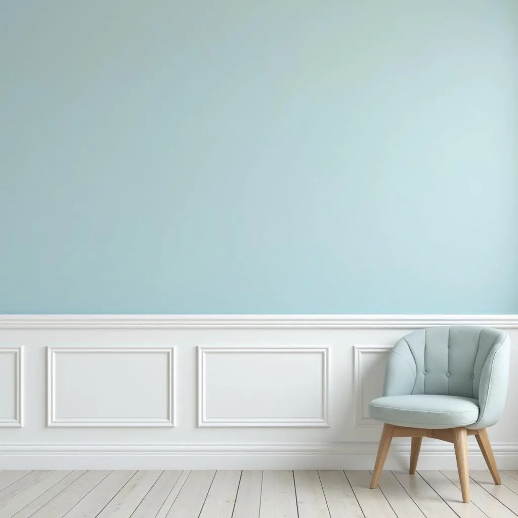 Sky blue walls with white trim