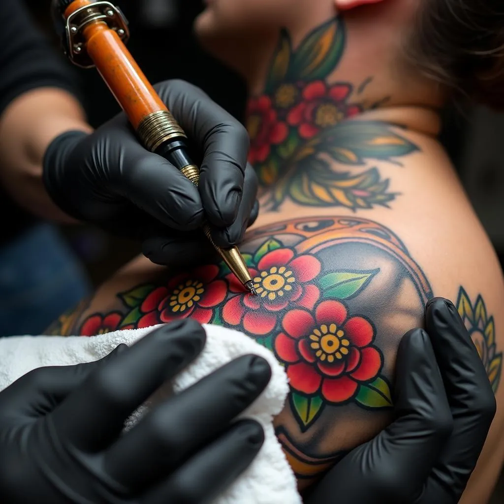 Tattoo Artist Color Packing a Tattoo