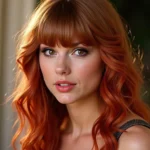 Taylor Swift with vibrant red hair