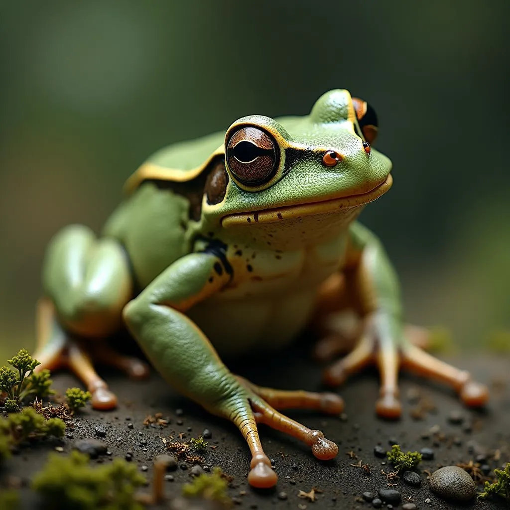 Tree Frog Camouflaged on a Leaf