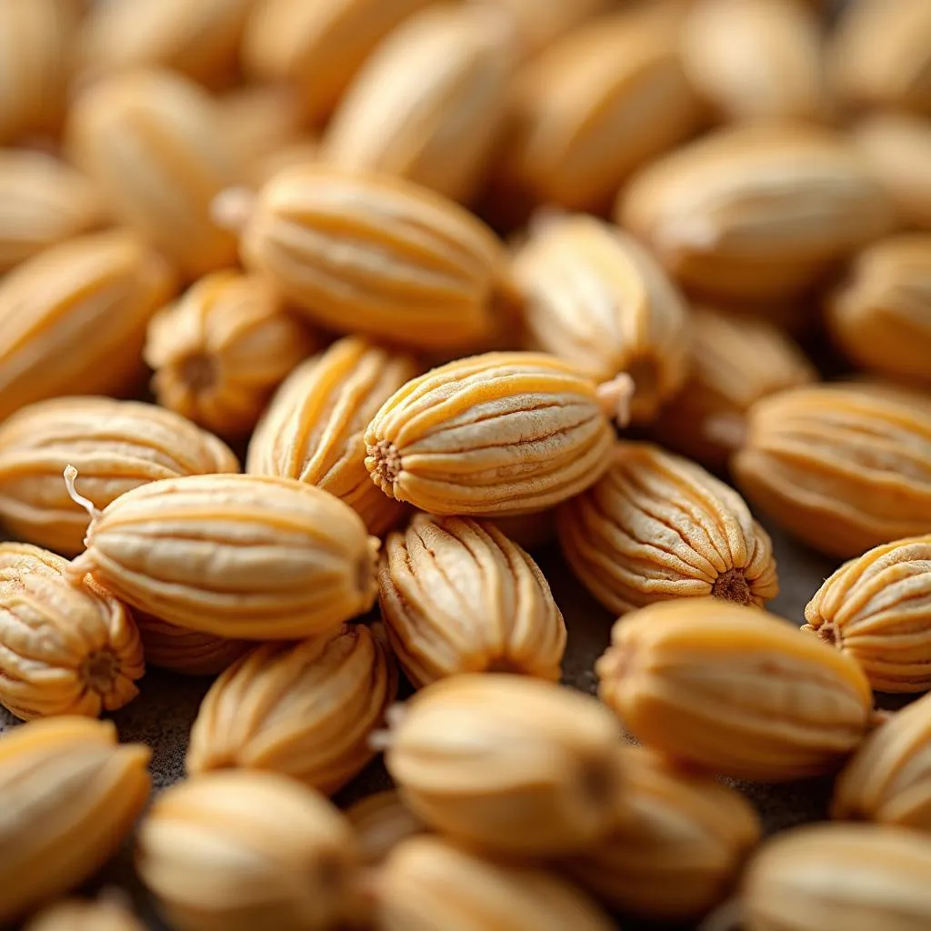 Close-up of unprocessed barley grains