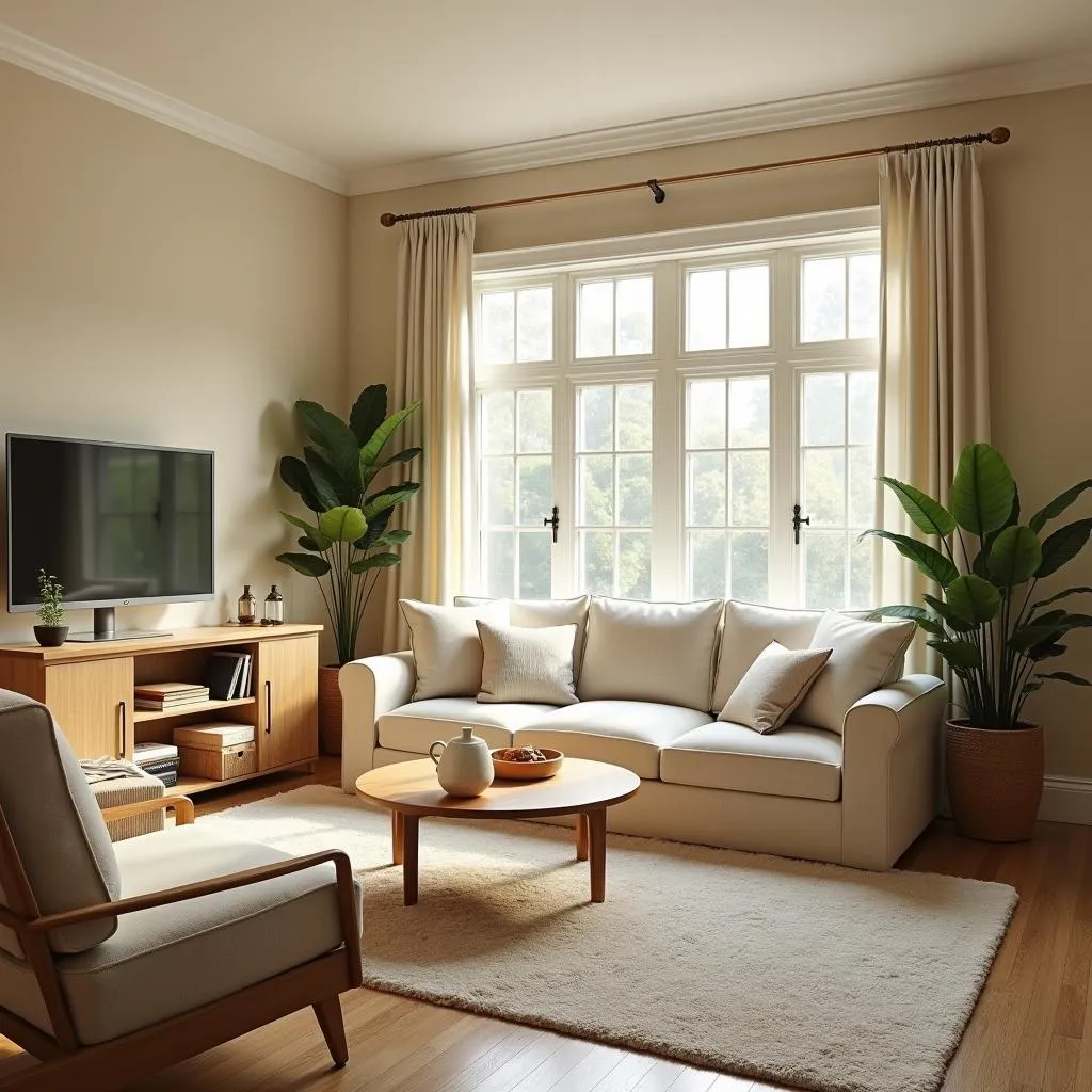 Living Room with Warm White Trim