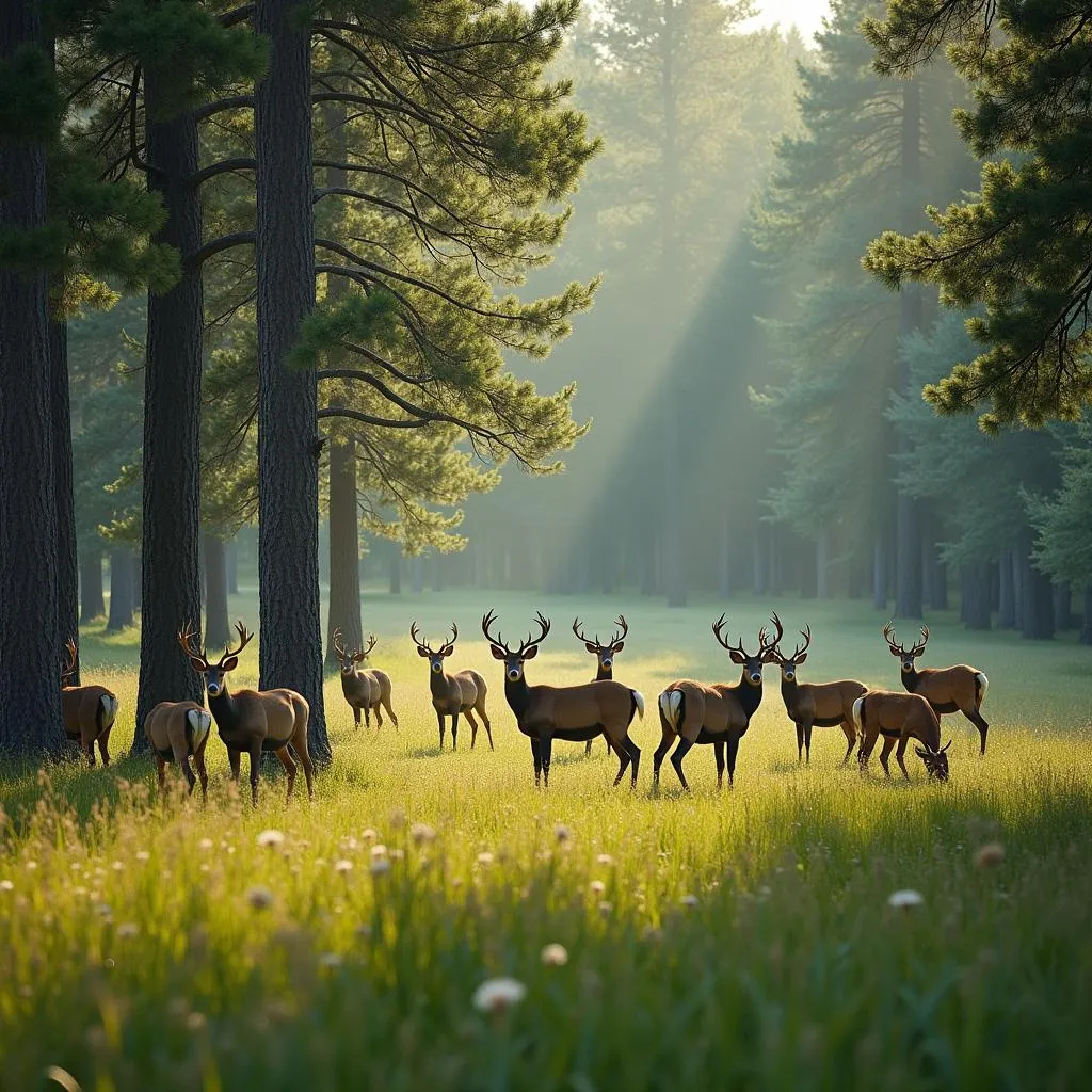 Deer grazing in a meadow in Aspen Springs