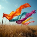 Wind Blowing Through Colorful Fabric