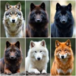 Wolves with different coat colors