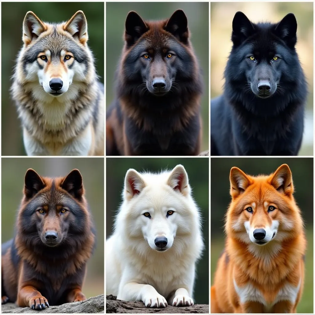 Wolves with different coat colors