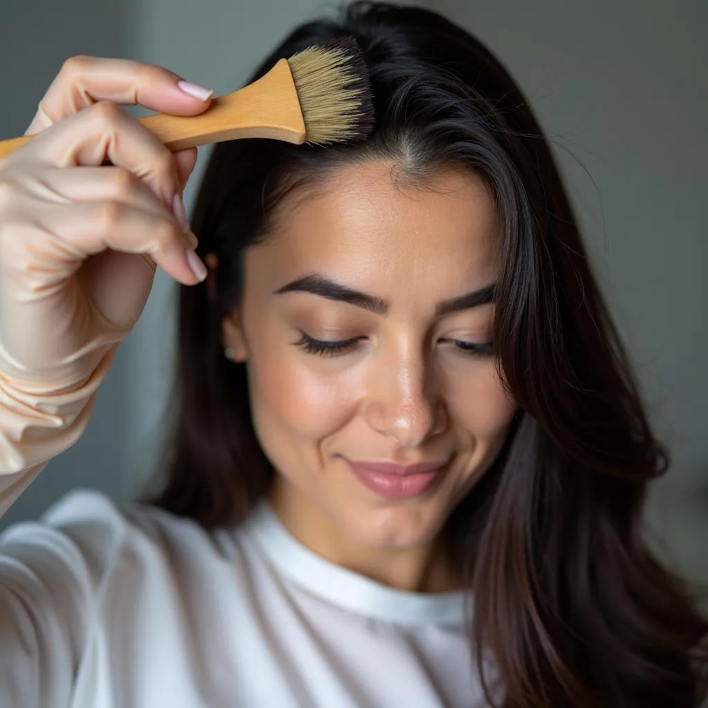 Woman Applying Hair Dye