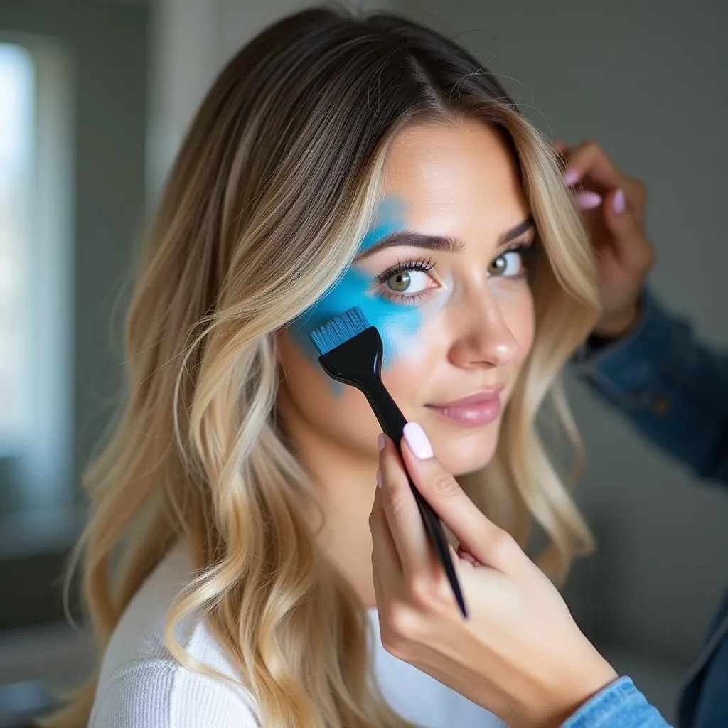 Applying Toning Gloss to Neutralize Orange Hair