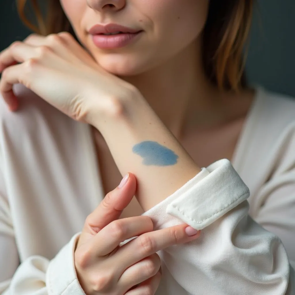 Woman Checking Her Wrist Veins