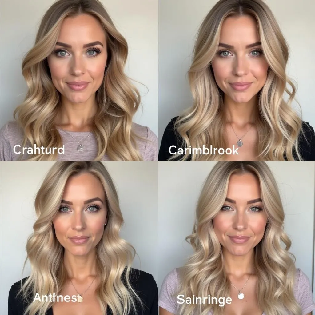 Different shades of beige blonde hair on a woman