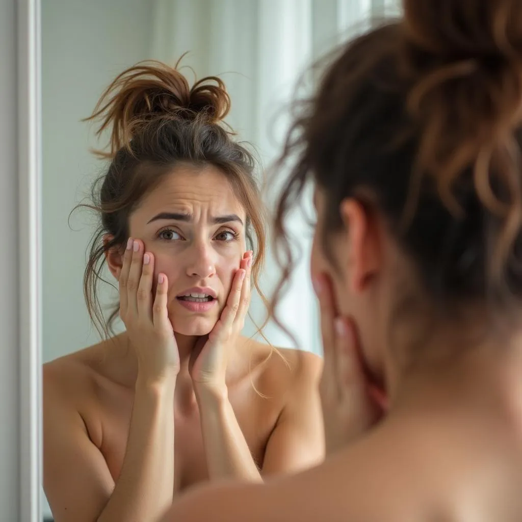 Woman with dry and dull hair after using dish soap