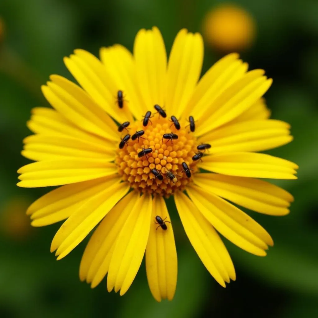 Yellow Flower with Insects