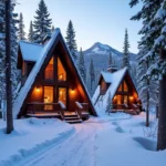 A-Frame Cabins at the base of the mountain