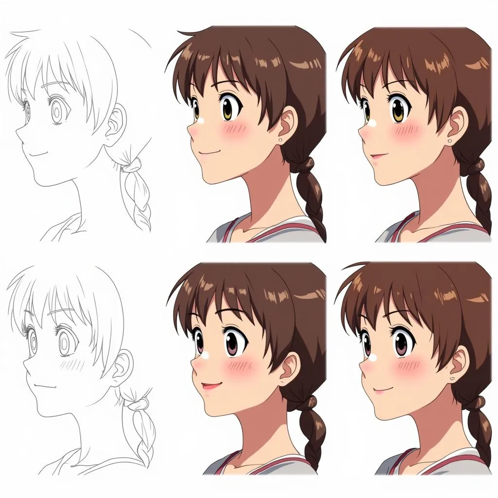 Step-by-step anime skin coloring process