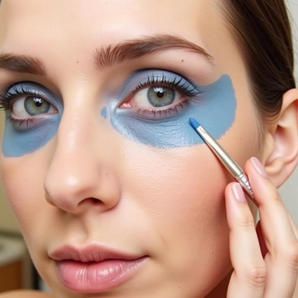 Applying Blue Color Corrector Under the Eye