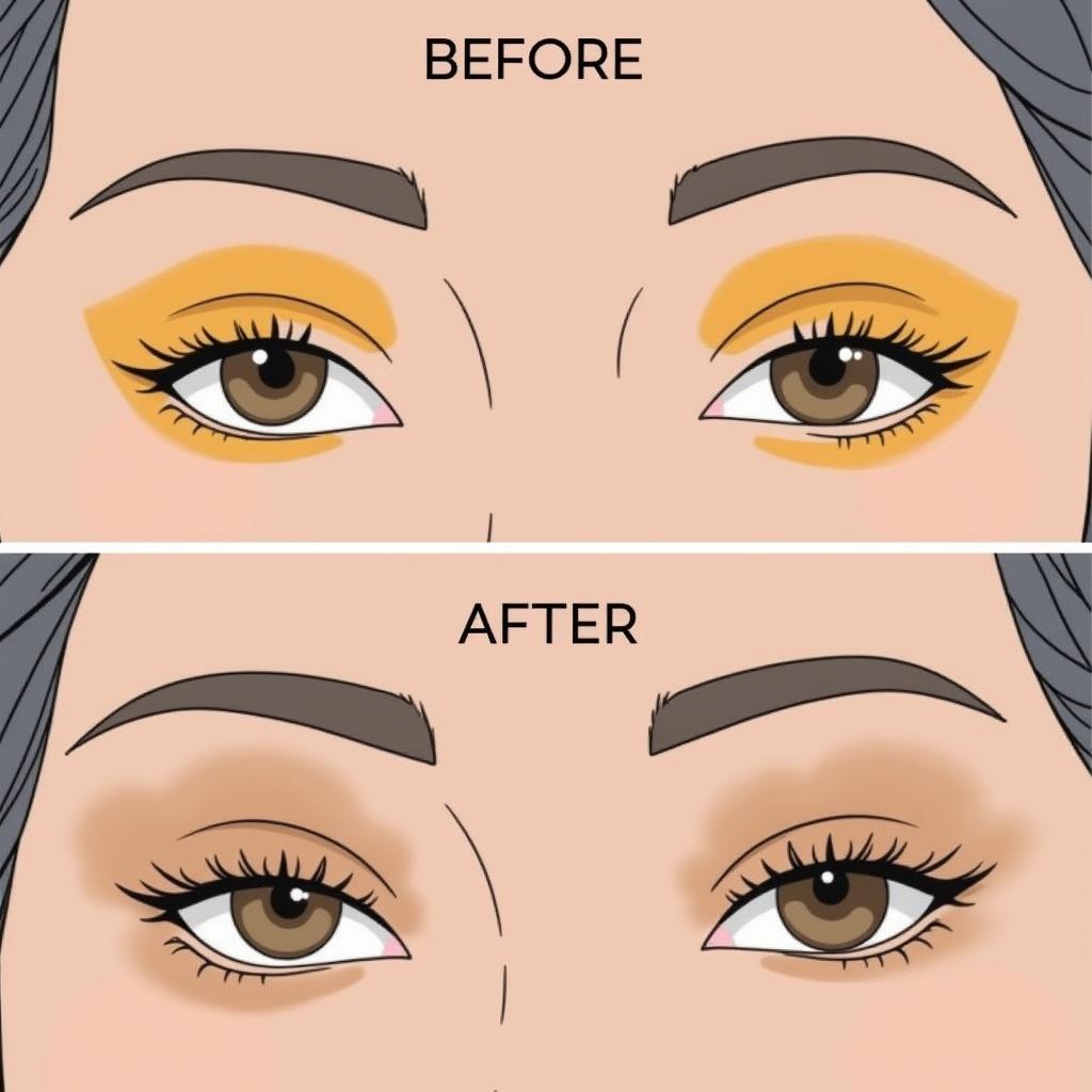 Applying yellow color corrector to neutralize purple under-eye circles