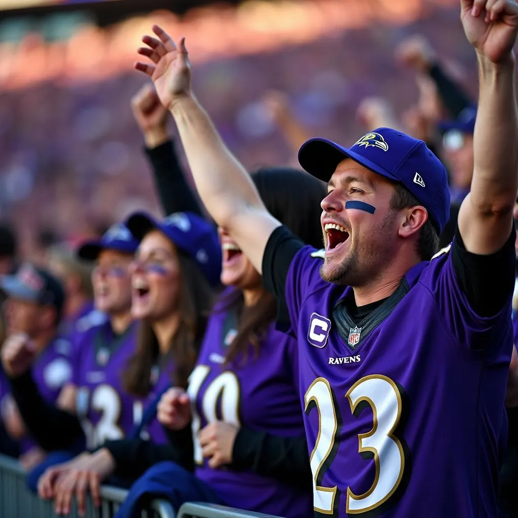 Baltimore Ravens fans celebrating