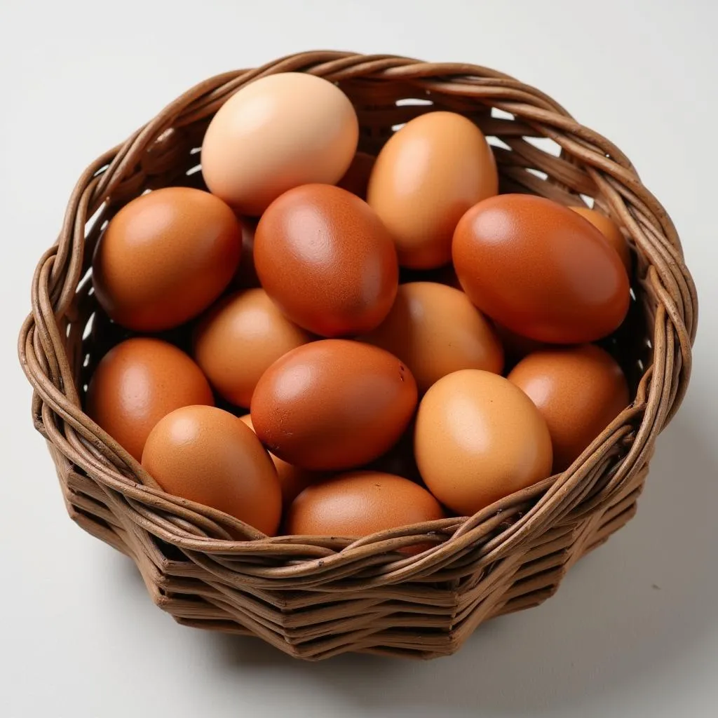 Basket of Fresh Black Chicken Eggs