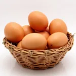 Basket of brown Orpington eggs