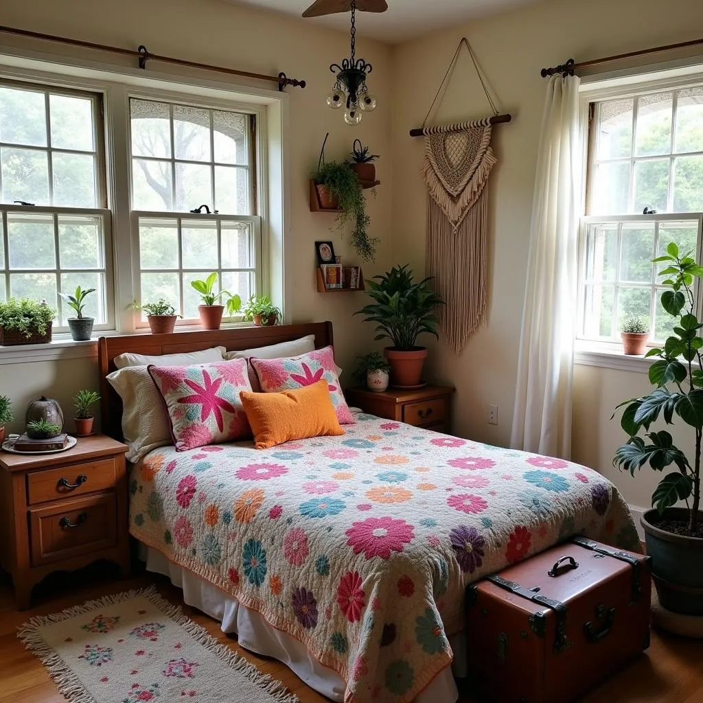 A bedroom designed with Nomad style decor elements.