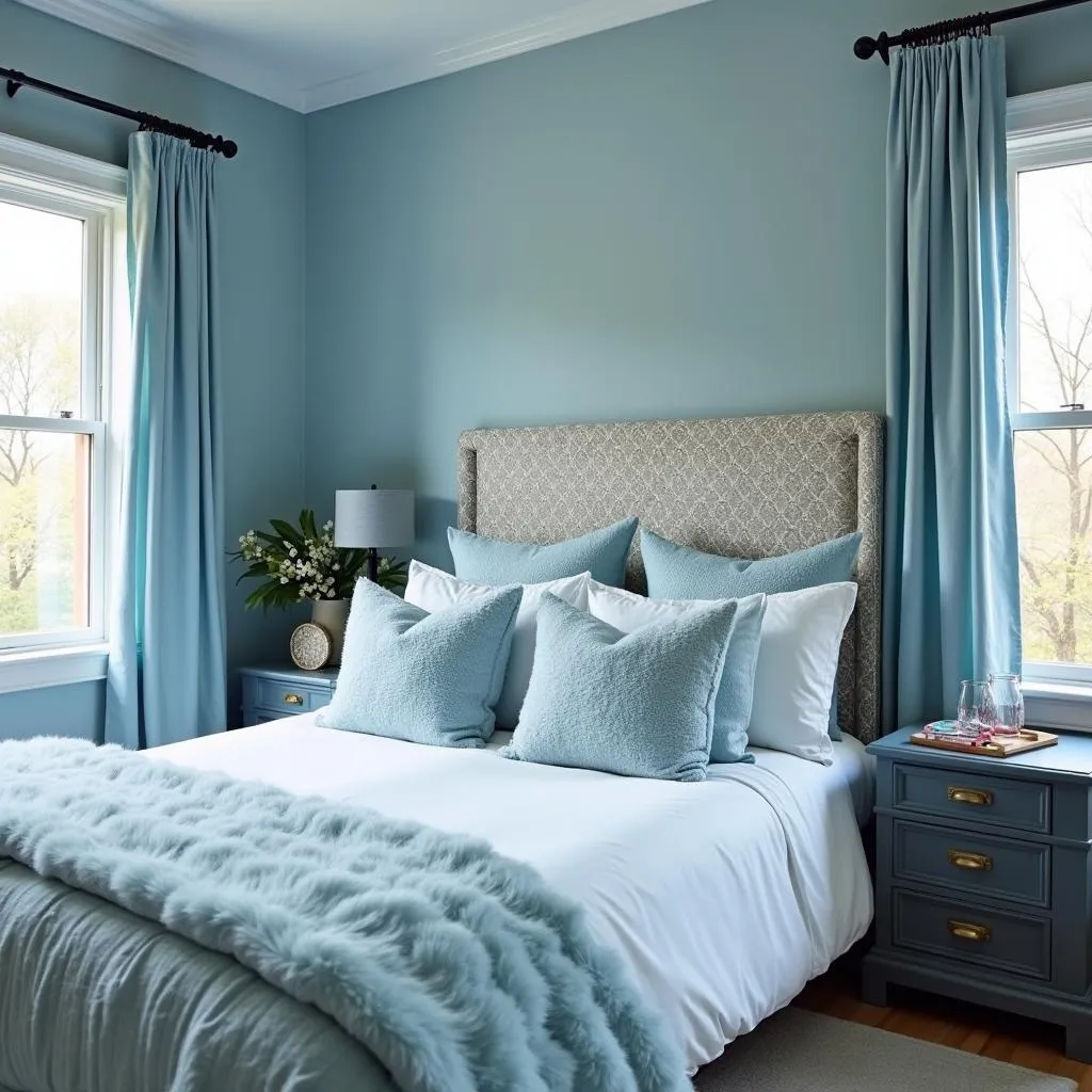 Bedroom with Patterned Accent Wall