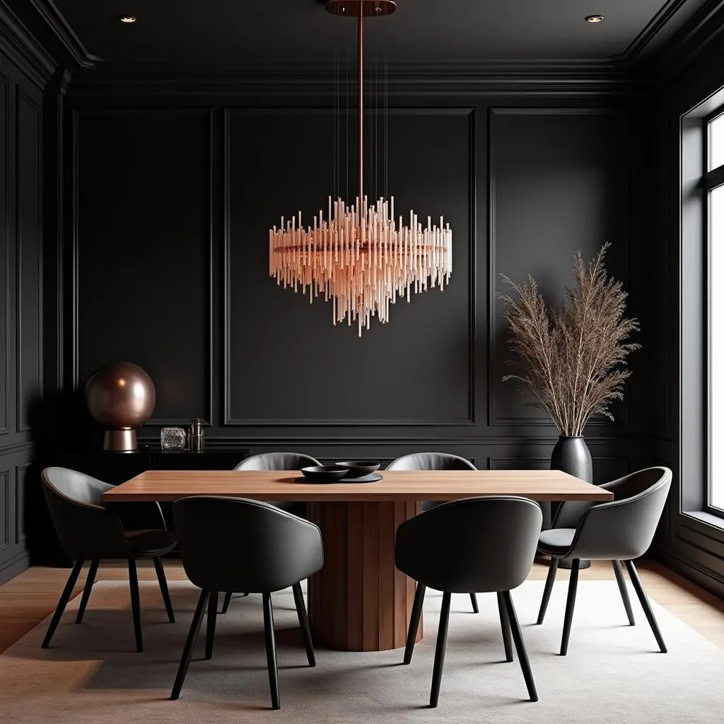 Black and Rose Gold Dining Room