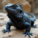 Black Bearded Dragon resting on a rock