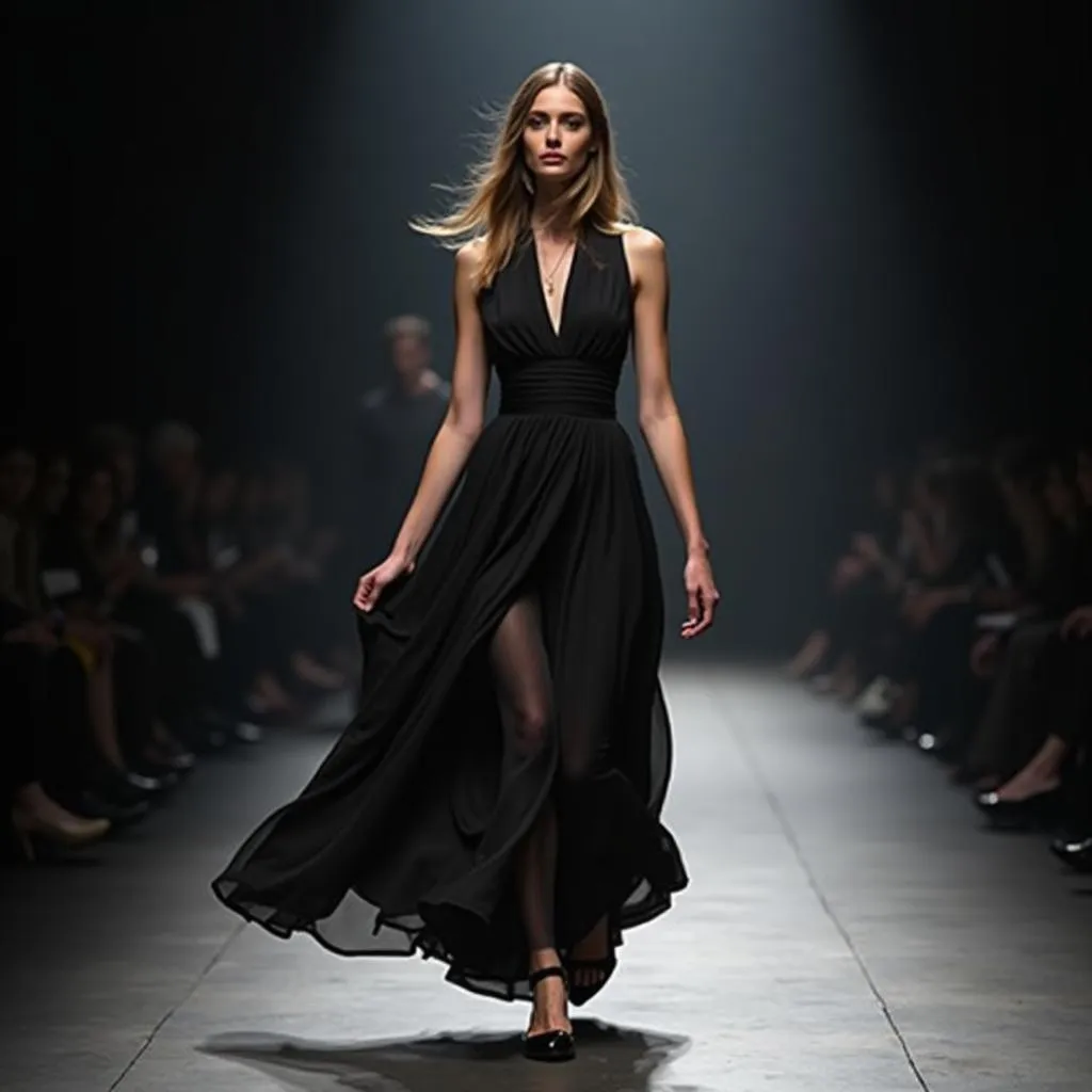 Black Dress on a Fashion Runway