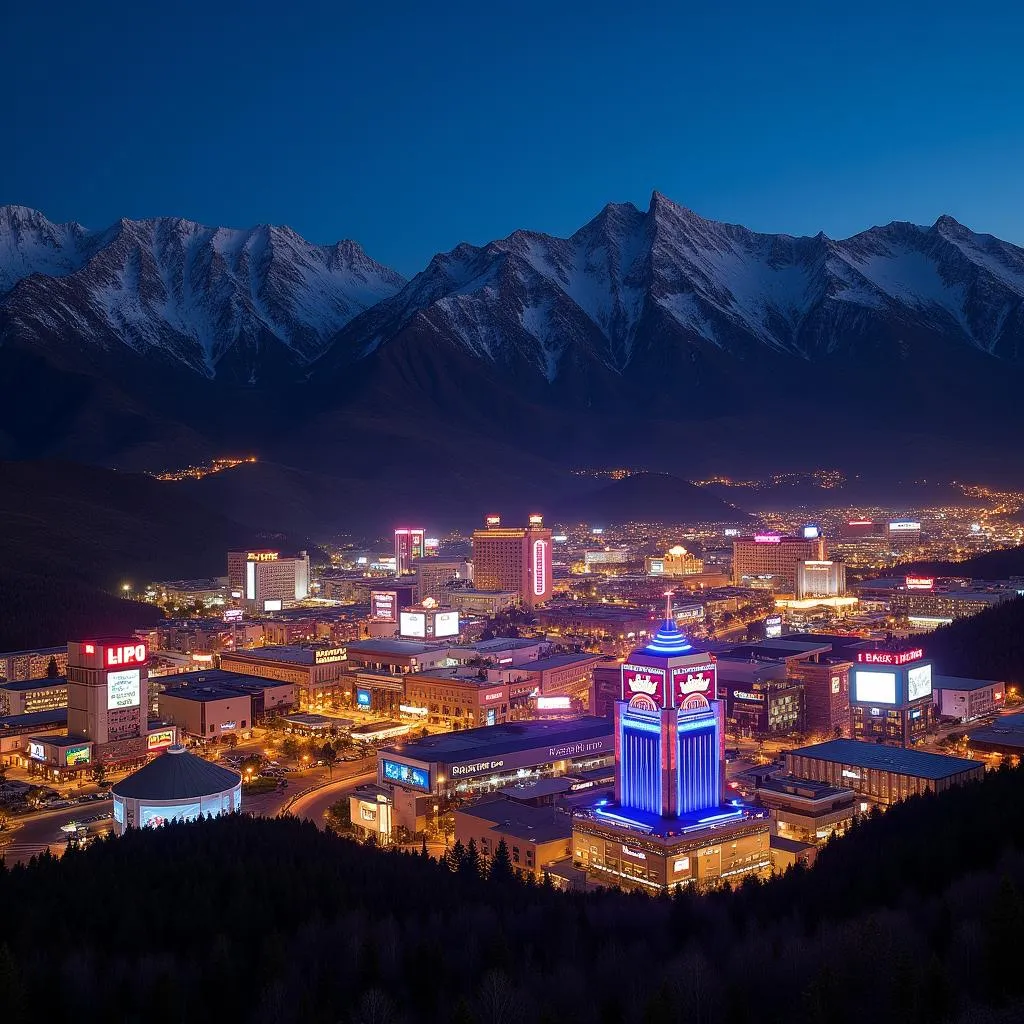 Black Hawk Colorado Casinos Lit Up at Night